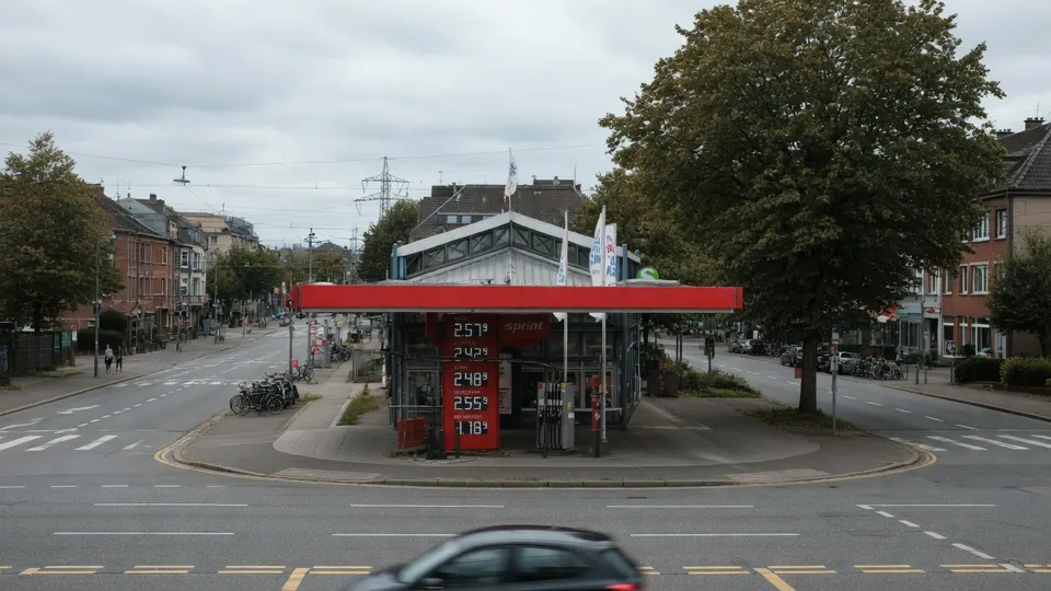 Een tankstation in Duitsland, waar benzine en diesel recordduur zijn