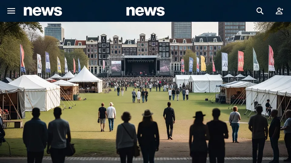 Bezoekers lopen over het terrein van het Kwaku Summer Festival in Amsterdam-Zuidoost