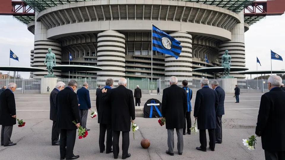 Sandro Mazzola wordt bij het San Siro herdacht met bloemen en een minuut stilte