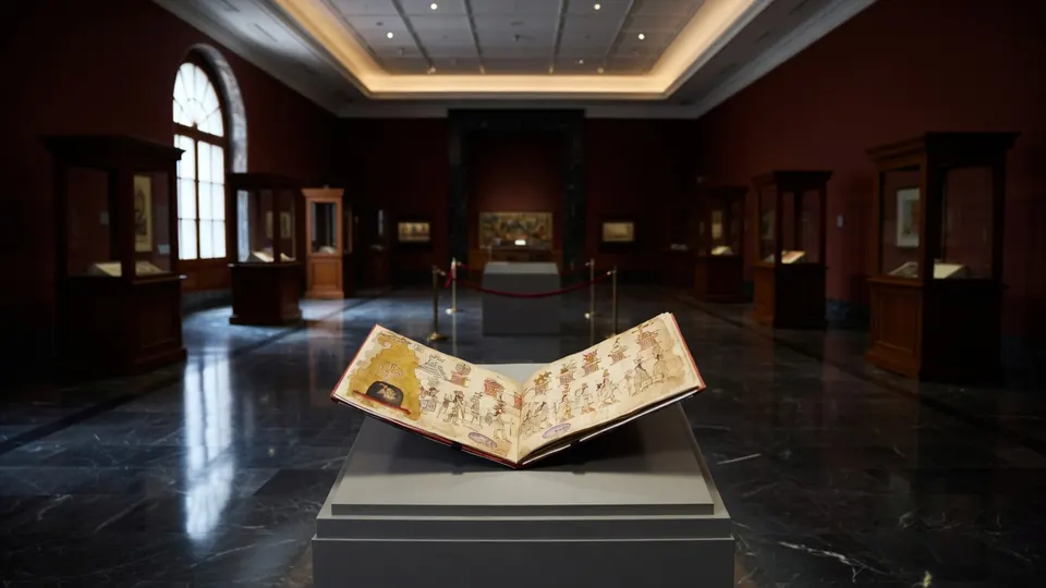 De Codex Azcatitlan is te zien in het Nationaal Museum voor Antropologie in Mexico-Stad