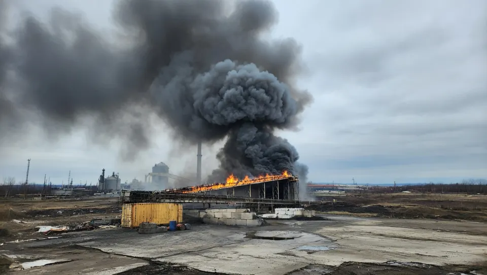 Brand op een transportband van Tata Steel in Velsen veroorzaakt grote zwarte rookwolken