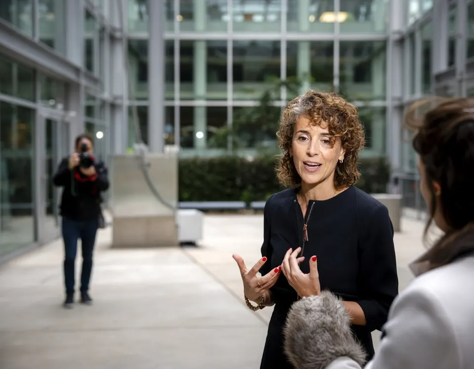 Minister Sophie Hermans praat met de pers over late zwangerschapsafbrekingen