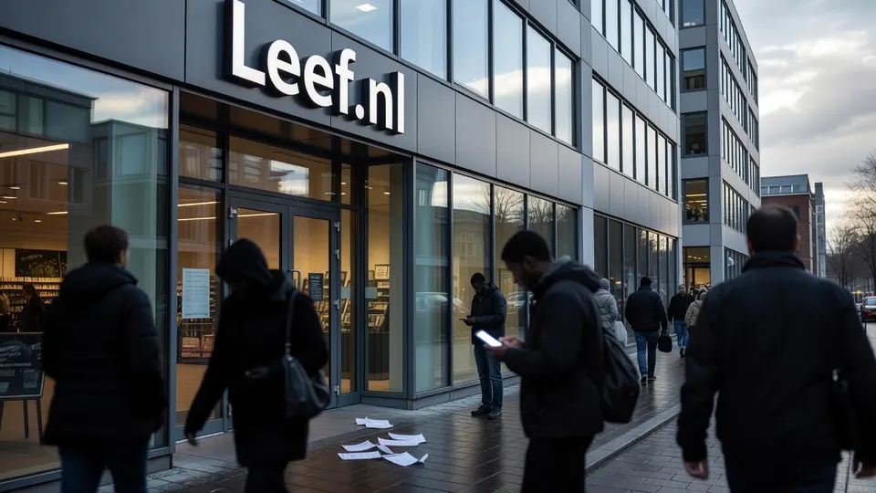 Klanten lopen langs de ingang van webwinkel Leef.nl