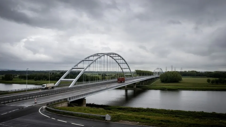 De Suurhoffbrug op de A15 is gedeeltelijk afgesloten vanwege scheuren in een hoofdligger