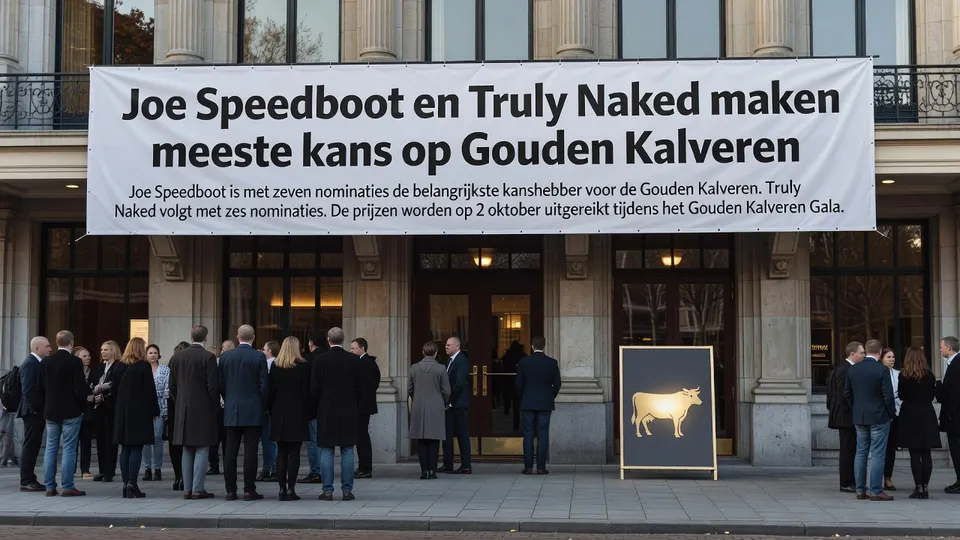 Bezoekers voor de Utrechtse Stadsschouwburg, waar de nominaties voor de Gouden Kalveren zijn bekendgemaakt