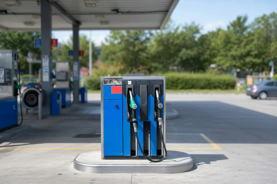 Een benzinepomp bij een tankstation