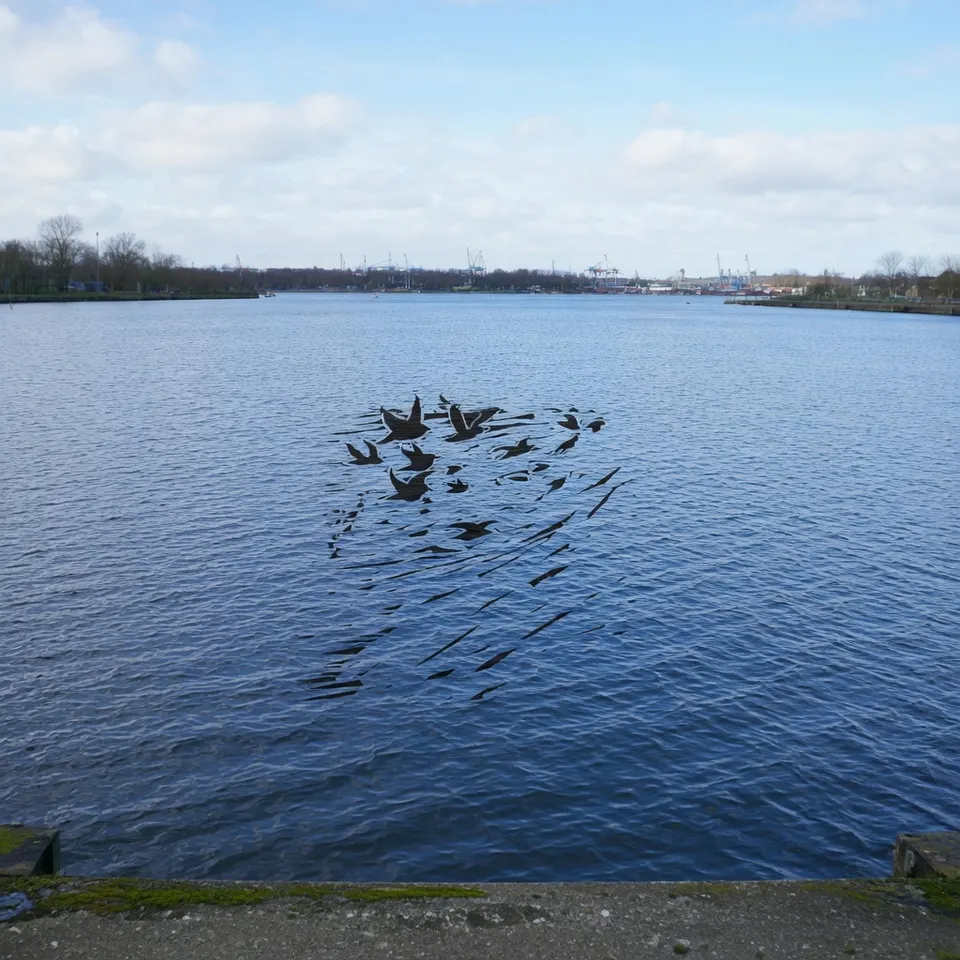 Watervogels zwemmen in een meer
