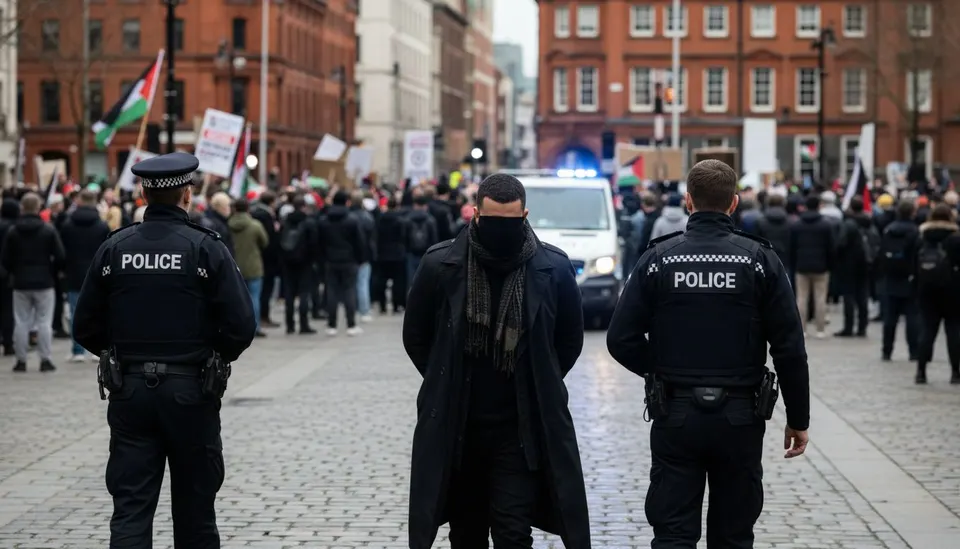 Politie bij een protest in Liverpool tegen het verbod op Palestine Action