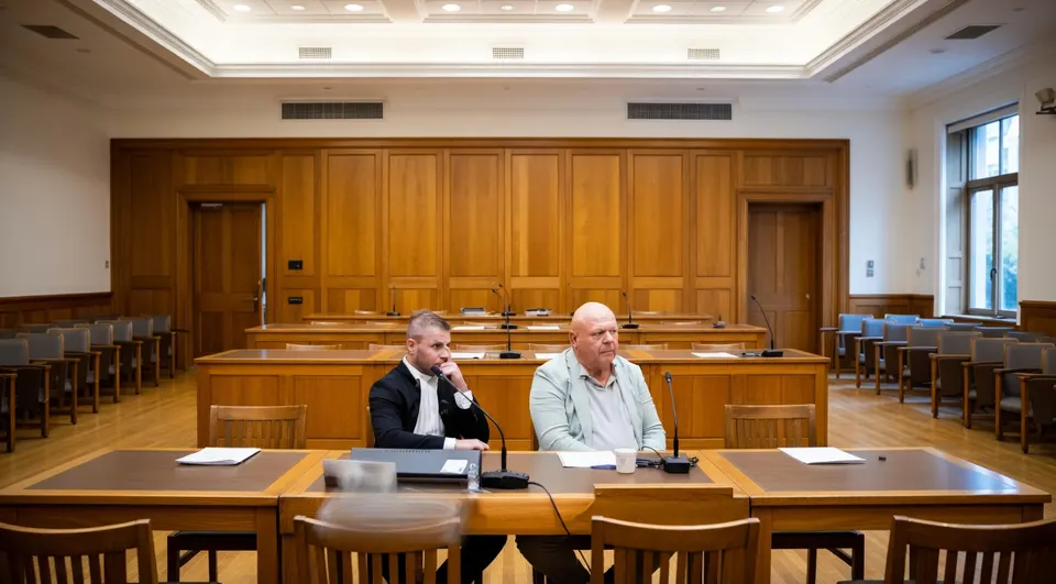 Peter Gillis en zijn advocaat tijdens de rechtszaak over de veiling van drie vakantieparken