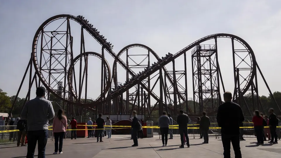 Achtbaan X2 in Six Flags Magic Mountain, die definitief is gesloten na meldingen van letsel