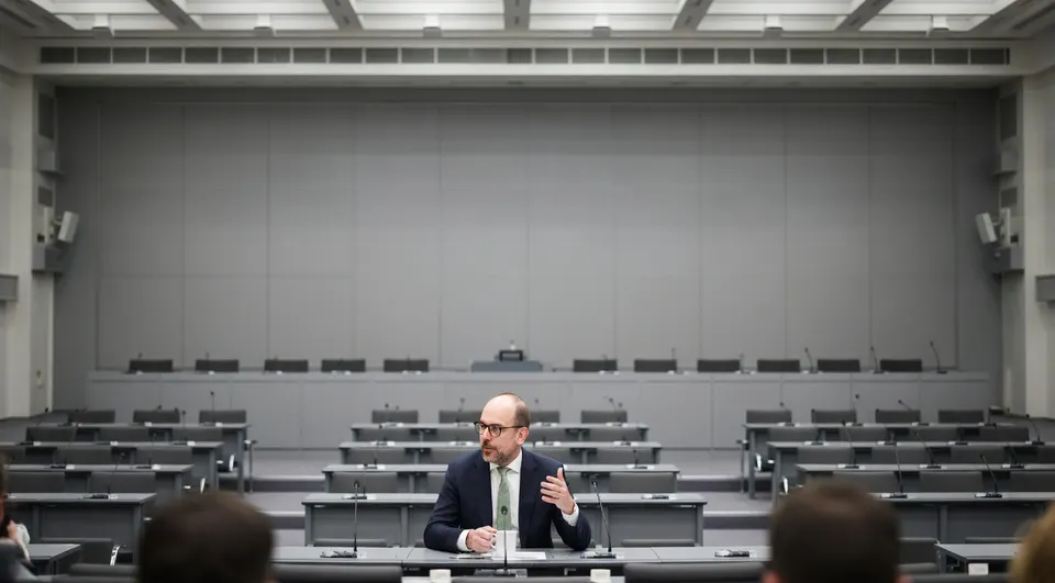 Asielminister Bart van den Brink tijdens een debat in de Tweede Kamer