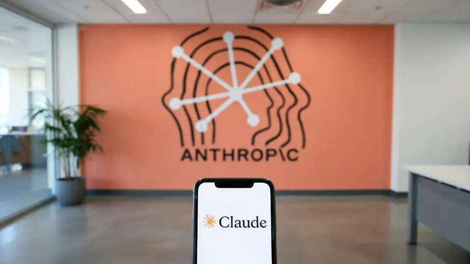 Het logo van Anthropic met op de voorgrond het logo van chatbot Claude