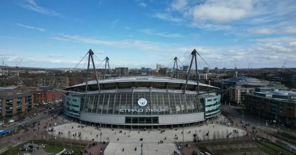 Het Etihad Stadium van Manchester City in Engeland
