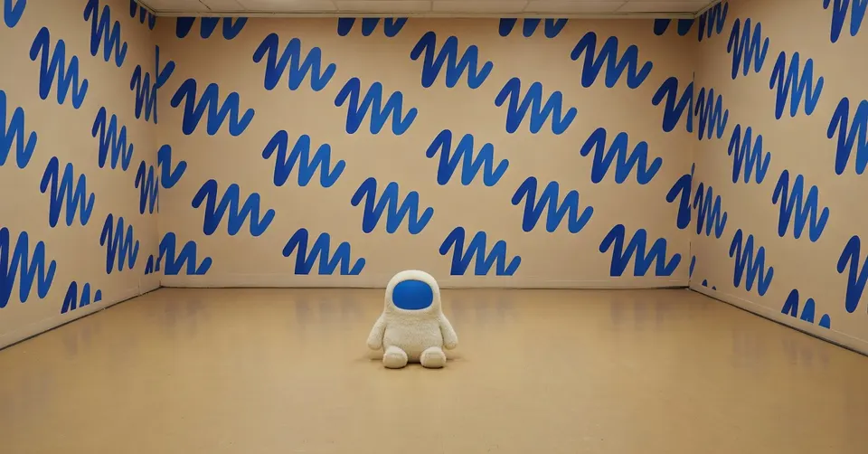 Een Muse-gadget van Meta in een ruimte met een patroon op de wanden