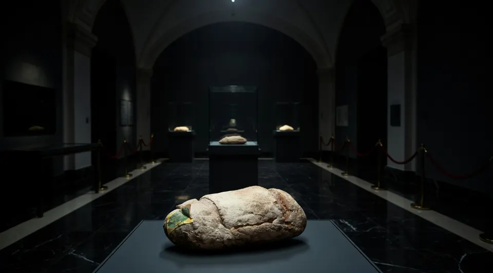 Een 36 jaar oud DDR-brood ligt in een gekoelde vitrine van het Duitslandmuseum in Berlijn