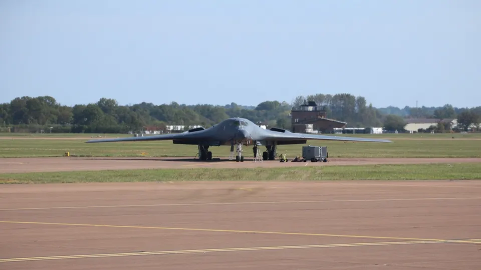 Amerikaanse bommenwerper op de Britse luchtmachtbasis RAF Fairford