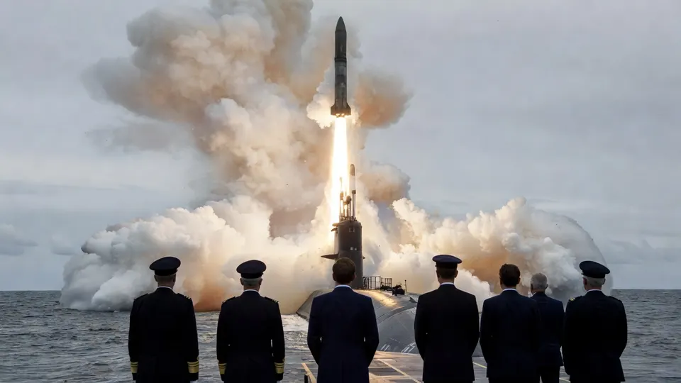 Frankrijk test een M51.3-ballistische raket vanaf een kernonderzeeër voor de kust van Bretagne