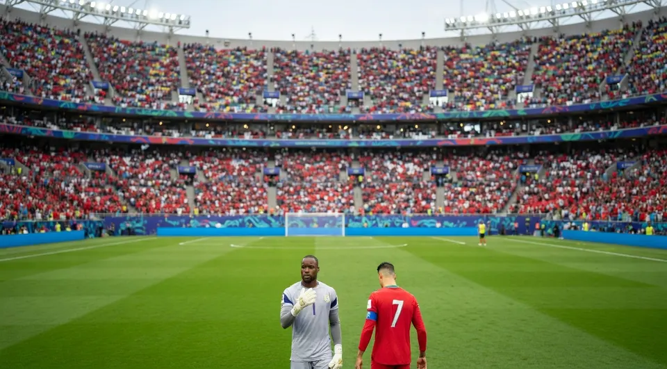 Lionel Mpasi staat tijdens het WK op het veld voor de Democratische Republiek Congo
