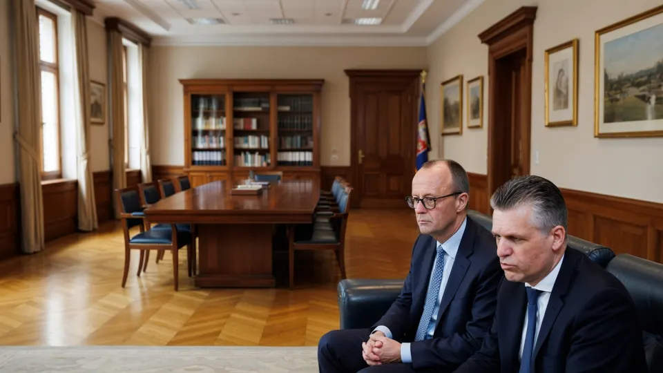Friedrich Merz en Thorsten Frei in het kantoor van de Duitse bondskanselier