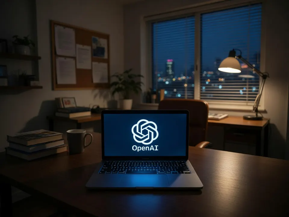 Laptop met het OpenAI-logo op een bureau
