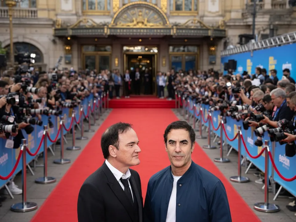 Quentin Tarantino en Sacha Baron Cohen op de rode loper in Londen