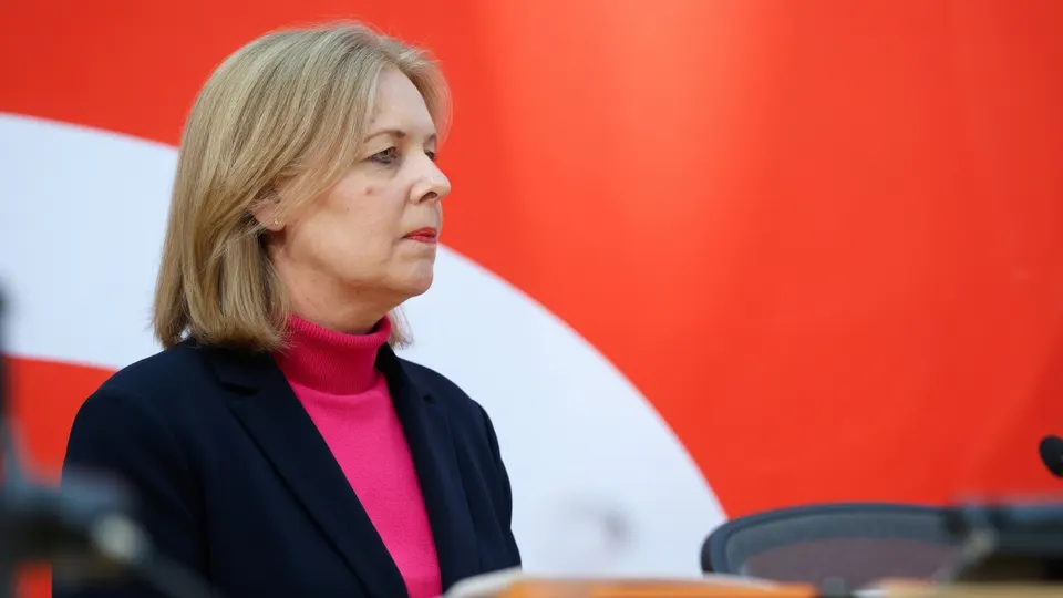 SPD-leider en minister Bärbel Bas tijdens een bijeenkomst