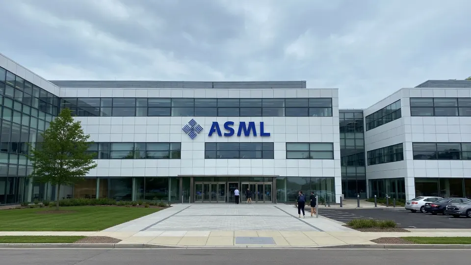 Het hoofdkantoor van chipmachinemaker ASML in Veldhoven