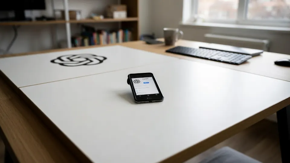 Een smartphone met ChatGPT ligt op een bureau
