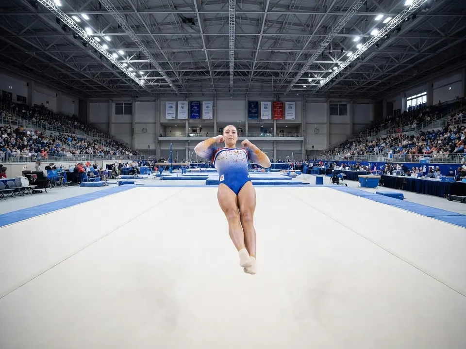 Turnster Vera Ubbink komt in actie tijdens de WK turnen in Ahoy Rotterdam