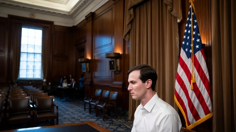 Jared Kushner in een zaal met de Amerikaanse vlag