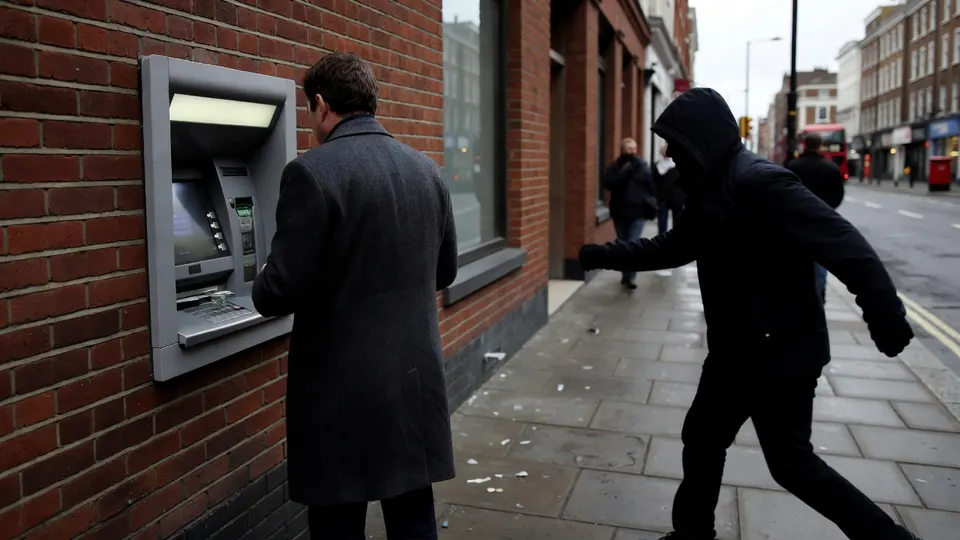 Een man wordt bij een geldautomaat in Londen aangevallen tijdens het pinnen