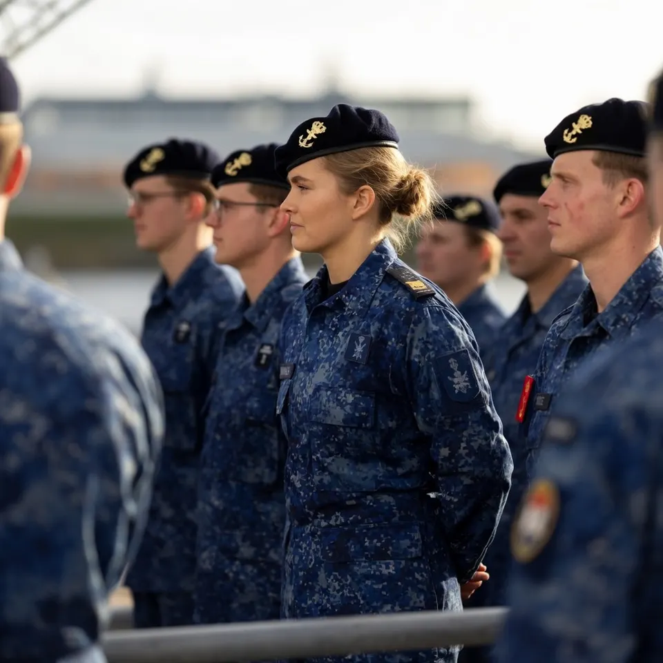 Prinses Amalia in uniform tijdens haar opleiding bij de Koninklijke Marine