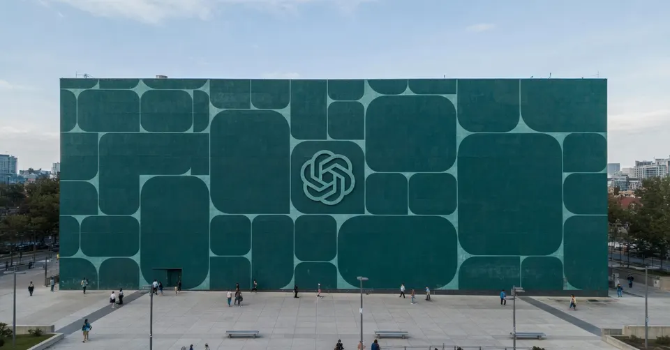 OpenAI-logo op een gebouw in San Francisco