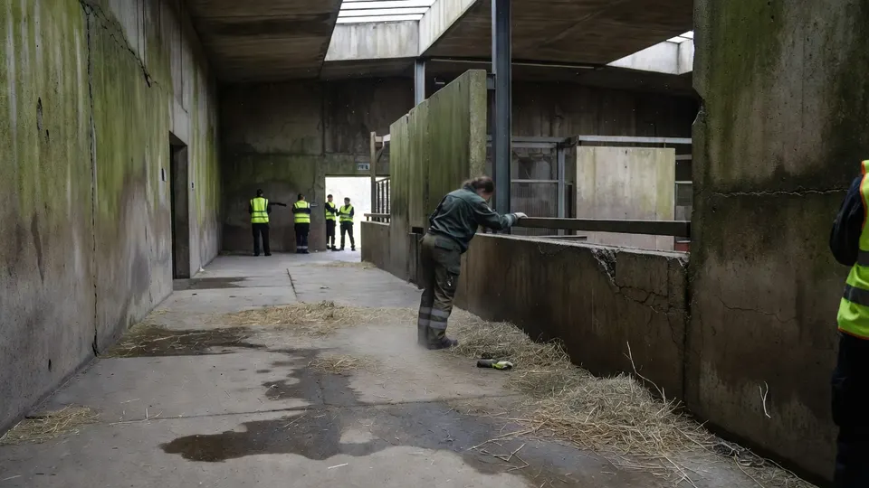 Medewerkers in een binnenverblijf van safaripark Beekse Bergen