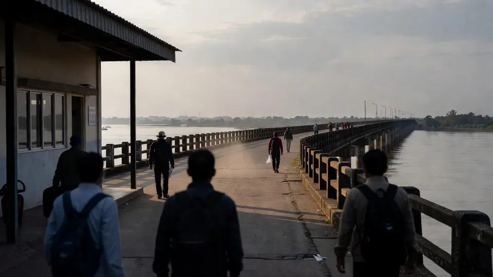 De Thais-Laotiaanse Vriendschapsbrug, waar Emile Ratelband Thailand verliet