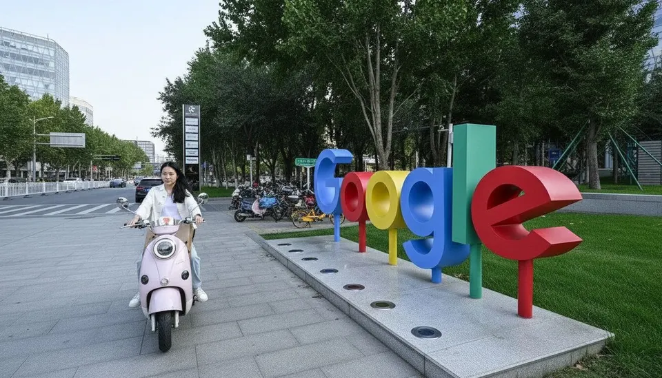 Google-logo op het terrein van het technologiebedrijf in China