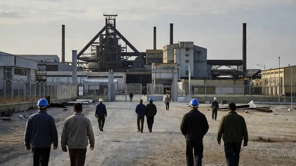 Voormalige Ilva-staalfabriek in Tarente, die definitief moet sluiten