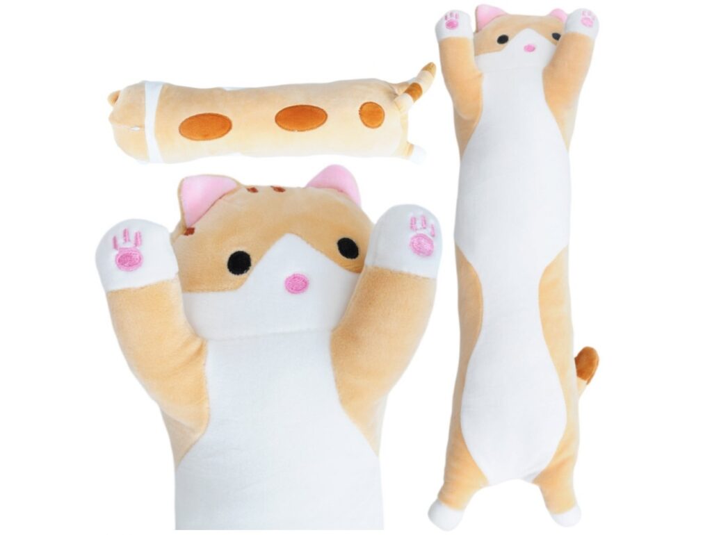 MASKOTKA PODUSZKA PLUSZAK DŁUGI KOT 50cm - brązowy