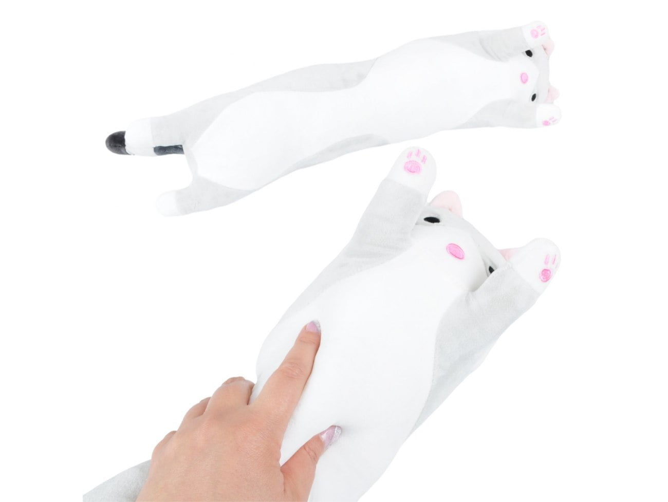 MASKOTKA PODUSZKA PLUSZAK DŁUGI KOT 50cm - szary