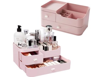 SZKATUŁKA ORGANIZER NA KOSMETYKI BIŻUTERIĘ - różowy