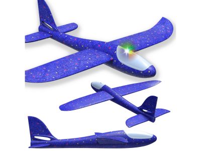 SAMOLOT ZABAWKA STYROPIANOWY SZYBOWIEC RZUTKA 47 CM LED - niebieski