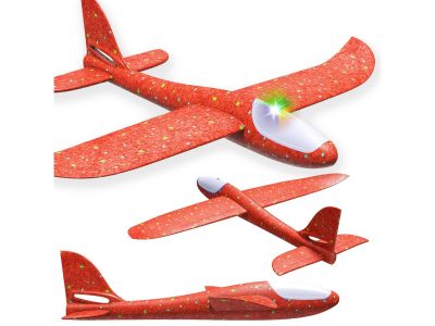 SAMOLOT ZABAWKA STYROPIANOWY SZYBOWIEC RZUTKA 47 CM LED - pomarańczowy