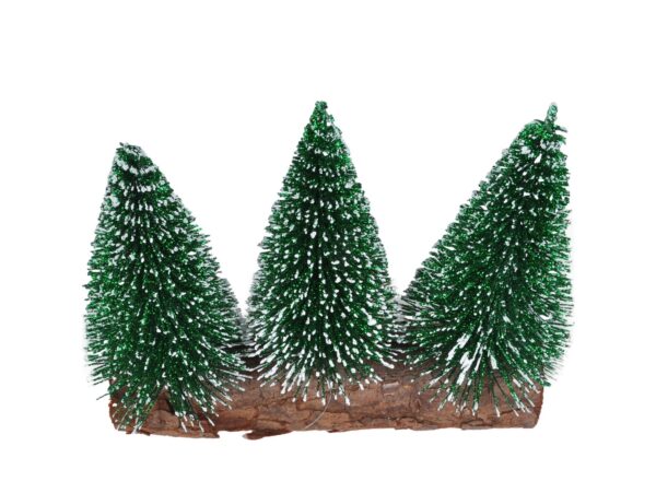 CHOINKI OPRUSZONE ŚNIEGIEM NA PNIU 4SZT 8CM