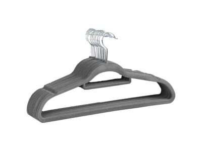 WIESZAKI NA UBRANIA WELUROWE 10szt - szary