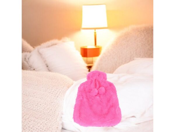 TERMOFOR GUMOWY PLUSZOWY FUTERKO 1,7L - ciemny różowy