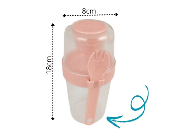 POJEMNIK ŚNIADANIOWY KUBEK Z WIDELCEM - brzoskwiniowy