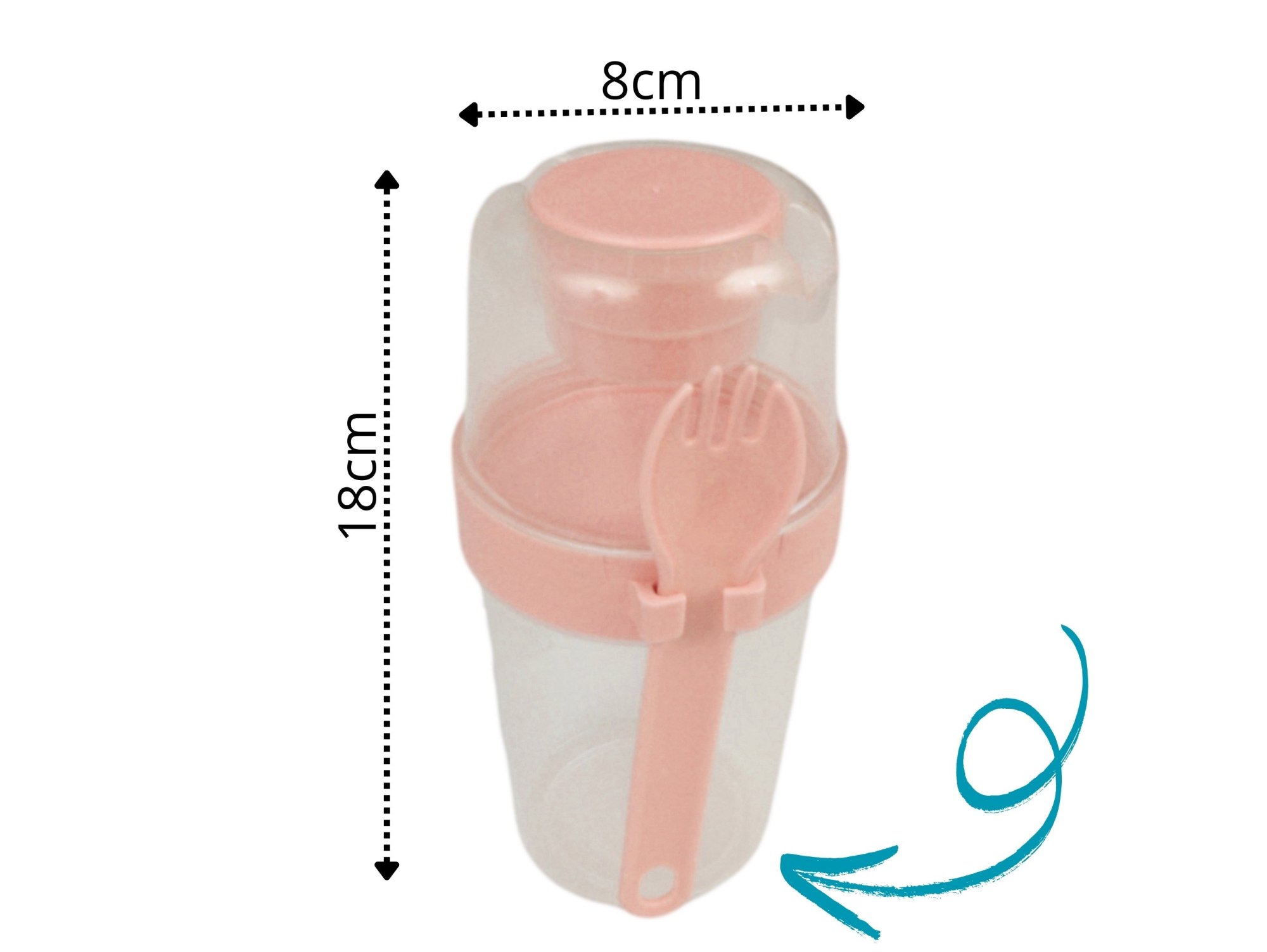 POJEMNIK ŚNIADANIOWY KUBEK Z WIDELCEM - brzoskwiniowy