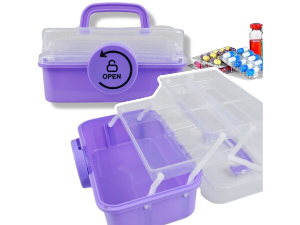POJEMNIK ORGANIZER NA LEKI SKRZYNKA APTECZKA XL - fioletowy