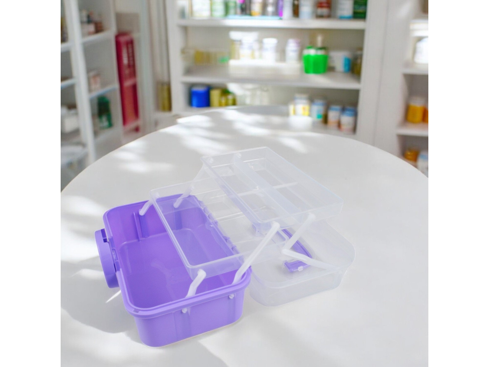 POJEMNIK ORGANIZER NA LEKI SKRZYNKA APTECZKA XL - fioletowy