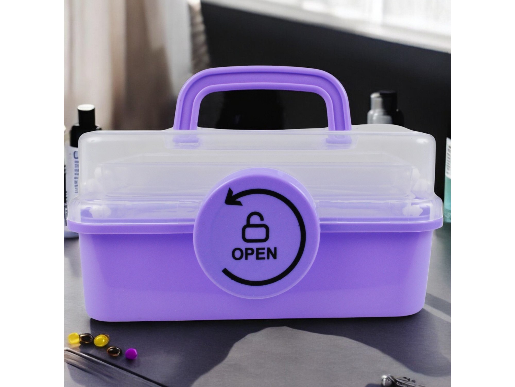 POJEMNIK ORGANIZER NA LEKI SKRZYNKA APTECZKA XL - fioletowy